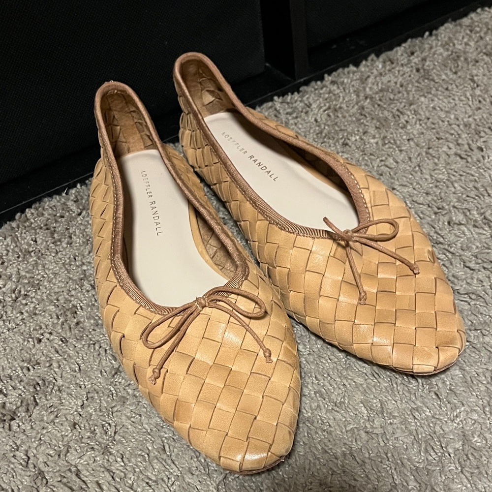 Loeffler Randall Woven Leather Flats in Tan